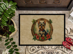 Yorkie Christmas Flowers Doormat
