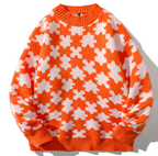 Men's Loose Casual Sweater with Jacquard Puzzle Design
