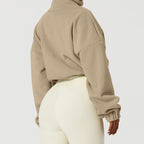 Korean Fleece Oversized Crop Jacket for Winter Workouts