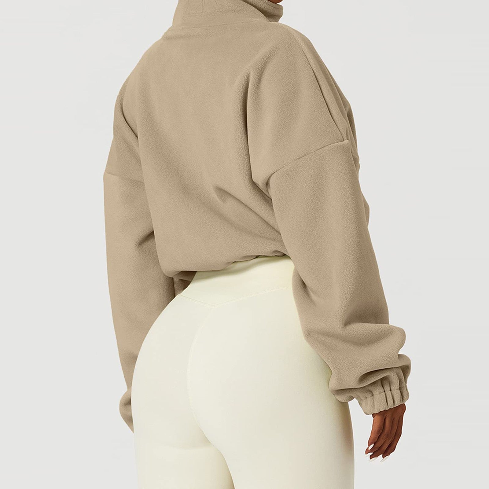 Korean Fleece Oversized Crop Jacket for Winter Workouts