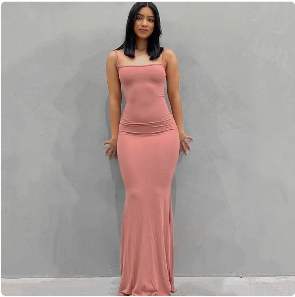 Solid Color Sleeveless Maxi Dress