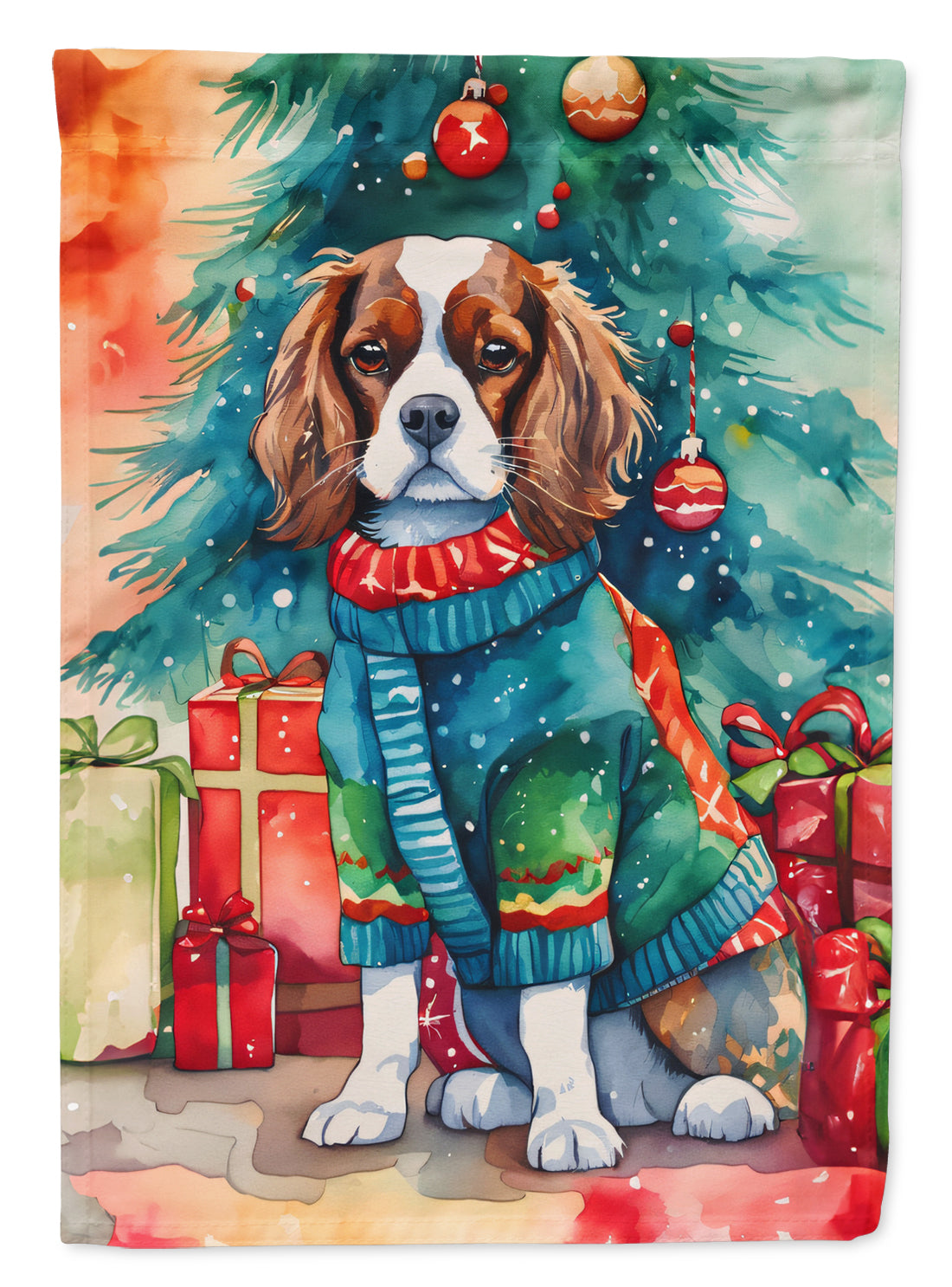 Cavalier Spaniel Christmas Garden Flag