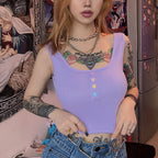 Women's Solid U-Neck Crop Top for Autumn Fashion