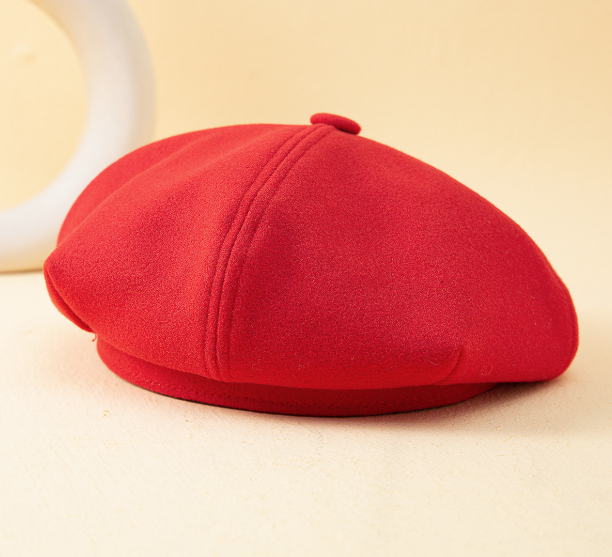 Women's Solid Color Wool Retro Painter Hat | Embroidered Cap