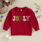 Red Christmas Embroidery Letter Crew Neck Sweater