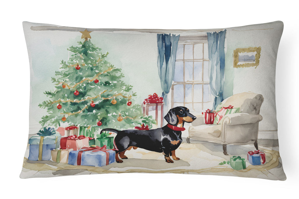 Black and Tan Dachshund Christmas Throw Pillow