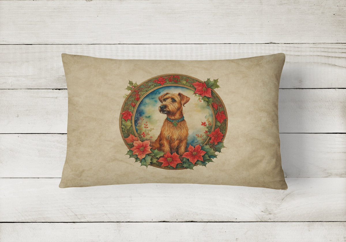 Irish Terrier Christmas Flowers Throw Pillow