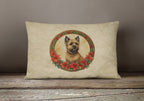Cairn Terrier Christmas Flowers Throw Pillow