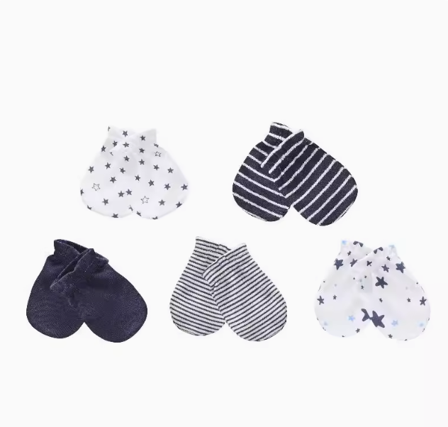 Cotton Gloves for Newborns - 5 Pairs (Each Set)
