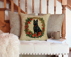Schipperke Christmas Flowers Throw Pillow