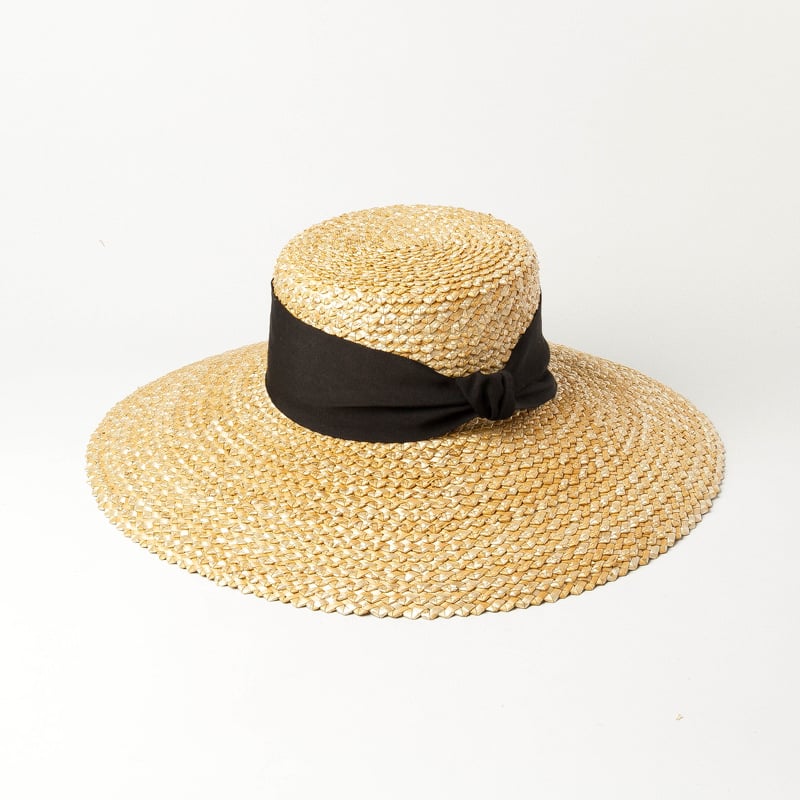 Wavy Pattern Braided Straw Beanie Hat | Embroidered Cap