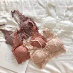 Lace Strapless Wireless Women's Fashion Bra Set
