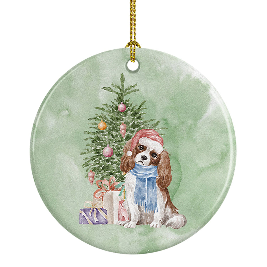 Cavalier Spaniel Tricolor Blenheim Christmas Presents and Tree Ceramic Ornament