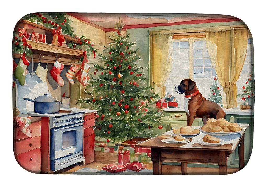 Boxer Christmas Cookies Dish Drying Mat