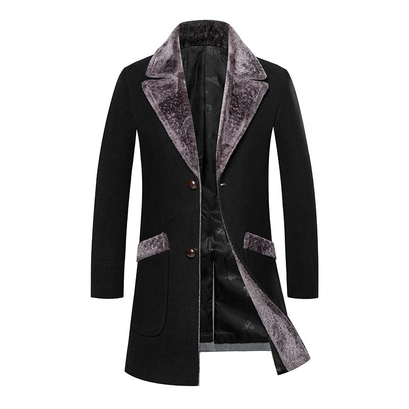 Slim Mid-Length Woolen Casual Coat