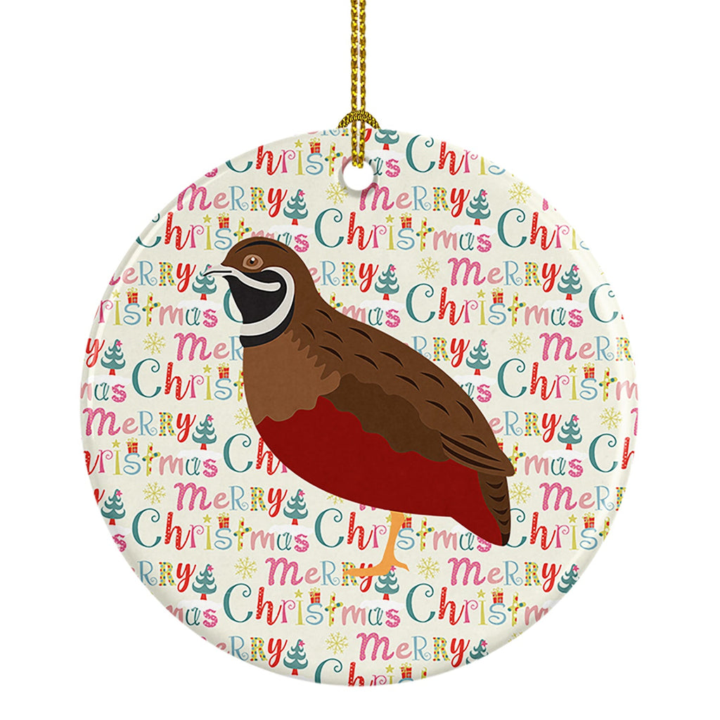 Chinese Painted or King Quail Christmas Ceramic Ornament