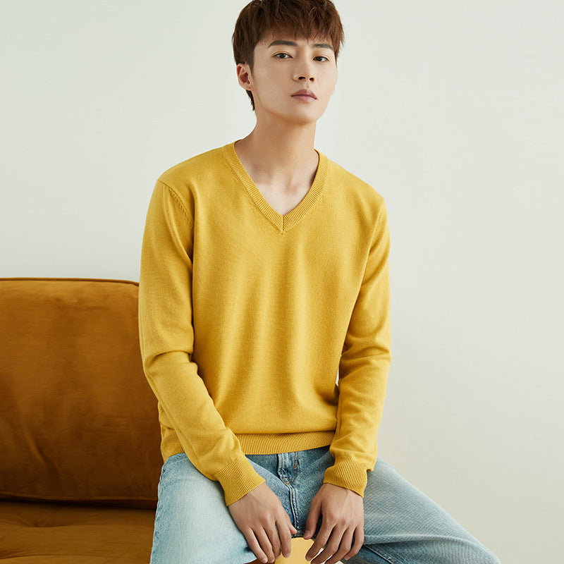 Men's Knitted V-Neck Sweater Top