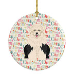 Merry Christmas Old English Sheepdog Ceramic Ornament