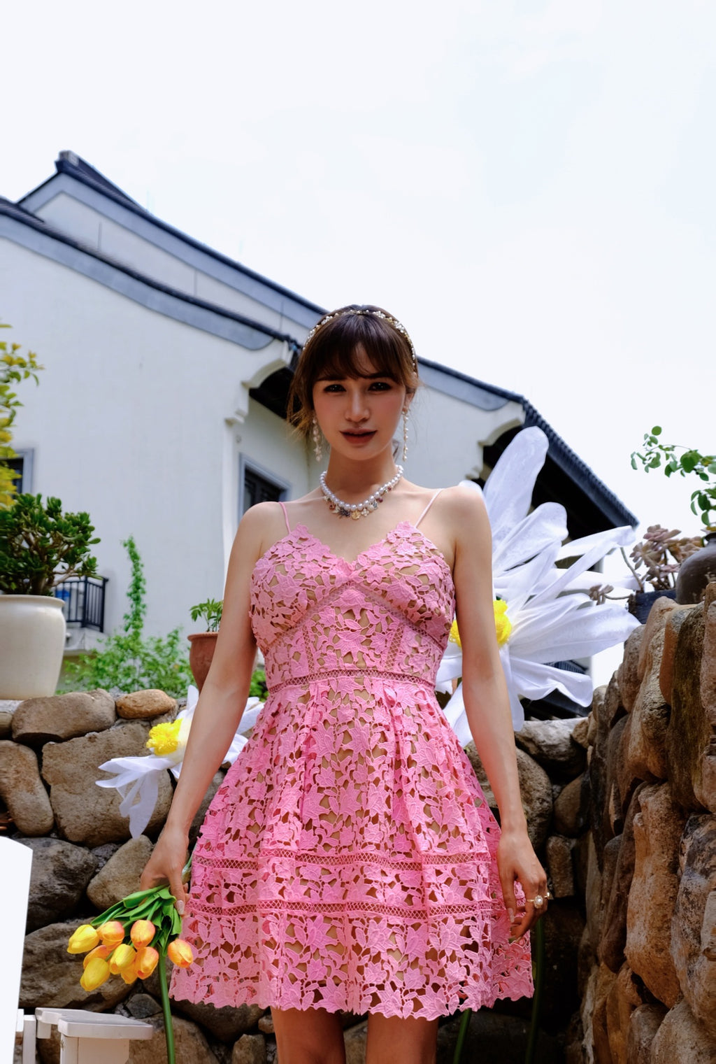 SP Autumn/Winter New Pink Lace Camisole Dress