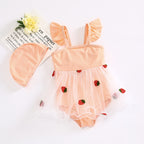 Summer One Piece Cartoon Strawberry Princess Swimwear