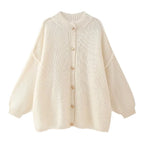 French Loose Round Neck Cardigan Sweater
