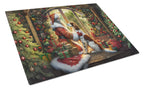 English Setter and Santa Claus Glass Cutting Board
