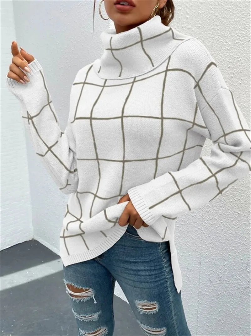 Women's Loose High Neck Knit Sweater for Fall/Winter