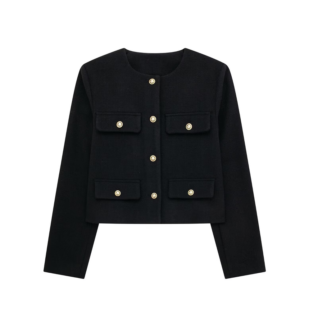 Fashion Casual Flip Trim Short Coat