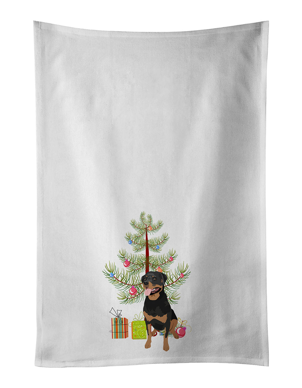Rottweiler Black and Tan #1 Christmas Kitchen Towel Set of 2