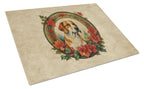 English Foxhound Christmas Flowers Glass Cutting Board