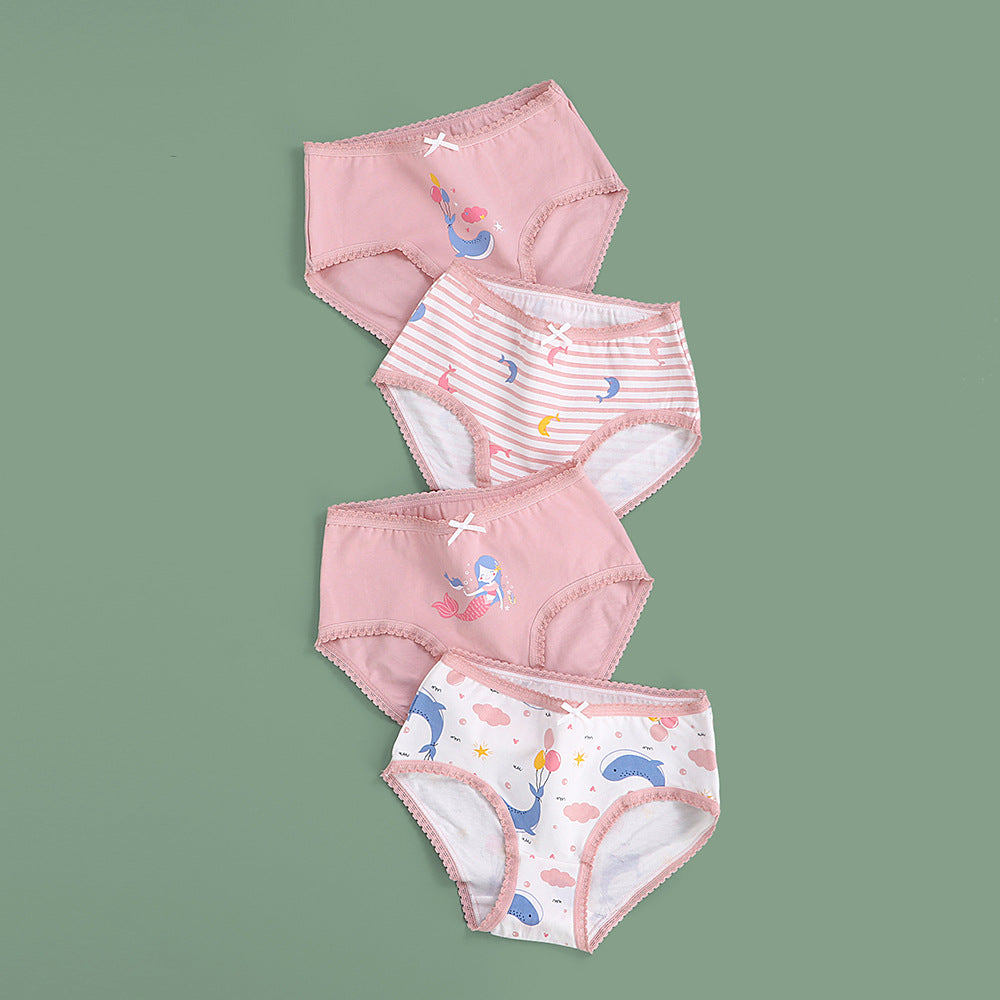 Girls' Cartoon Cotton Underwear - Breathable Shorts