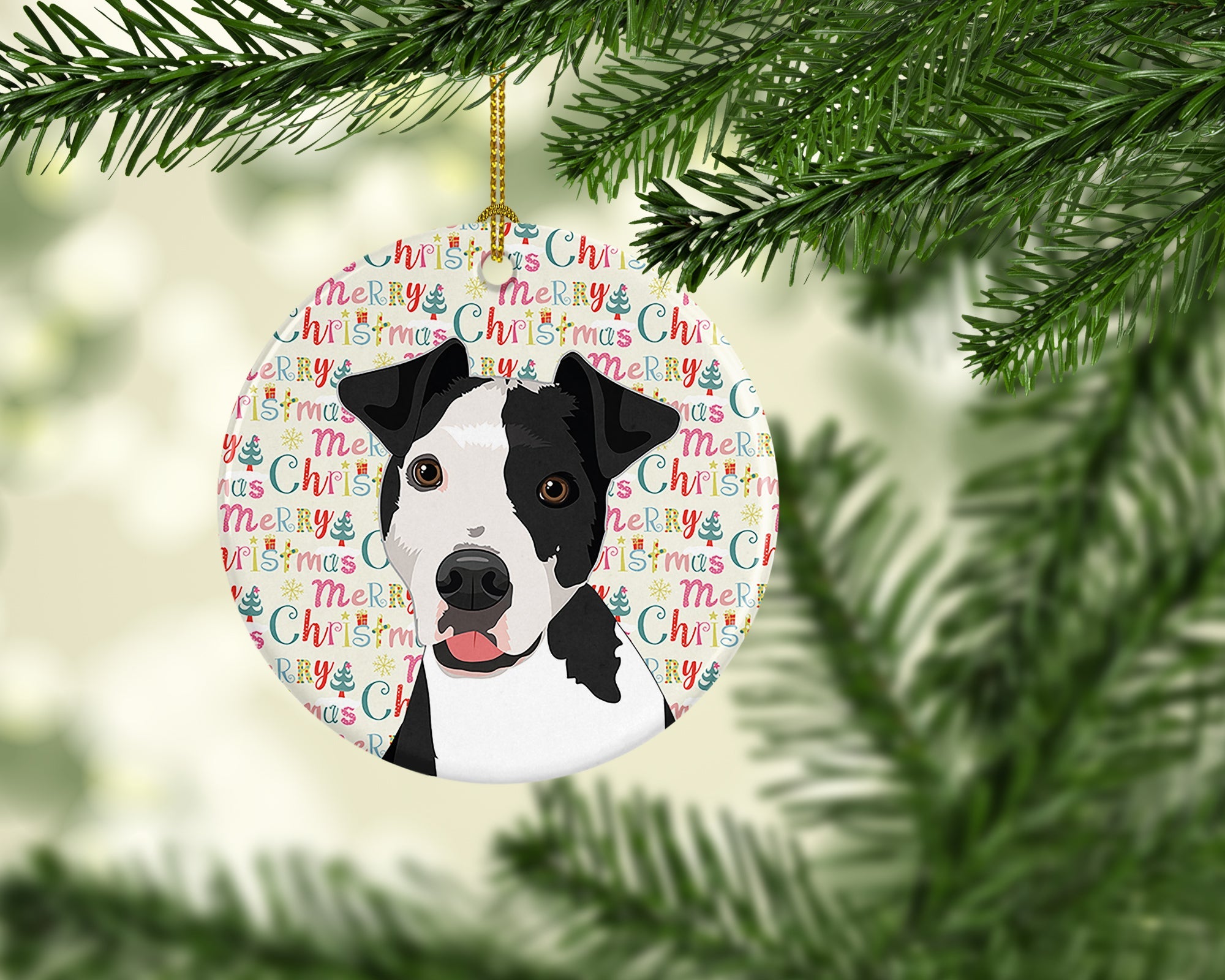 Pit Bull Black #2 Christmas Ceramic Ornament