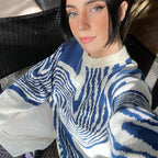 Geometric Jacquard Round Neck Sweater