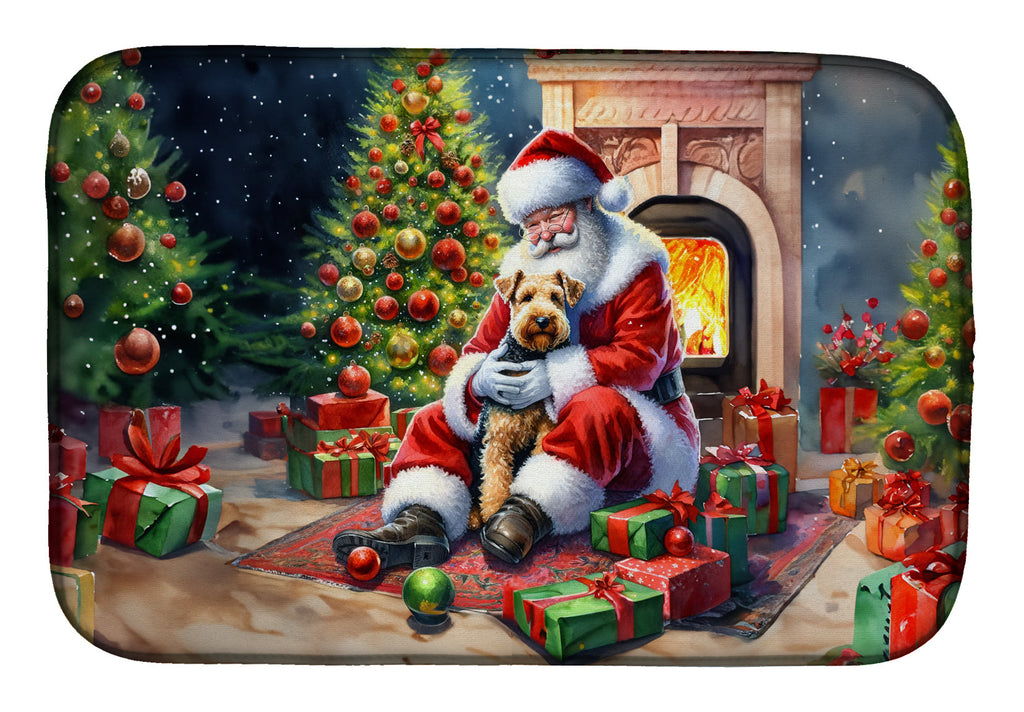 Lakeland Terrier and Santa Claus Dish Drying Mat