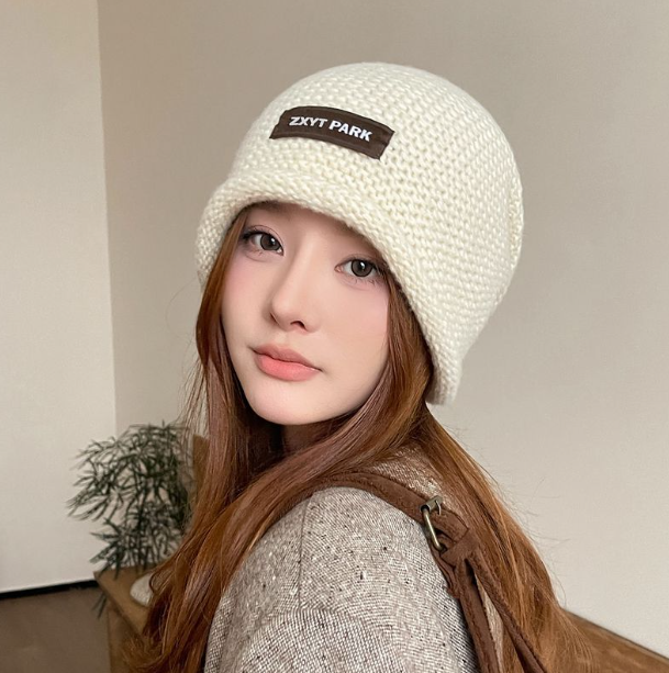 Women's Letter Wool Knitted Sleeve Cap | Embroidered Cap