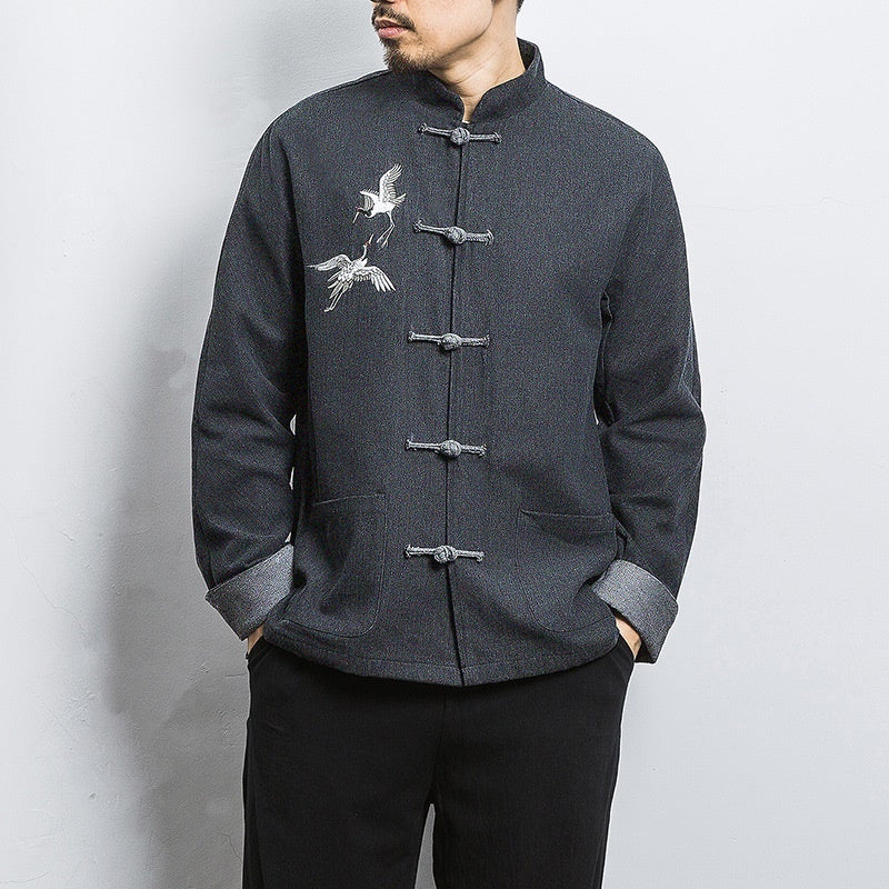Men's Traditional Chinese Tangzhuang Jacket with Collar