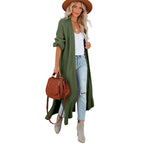 Knitted Split Long Simple Cardigan Sweater Coat
