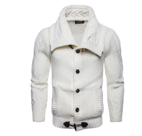 Horn Button Casual Turtleneck Men's Knitted Sweater
