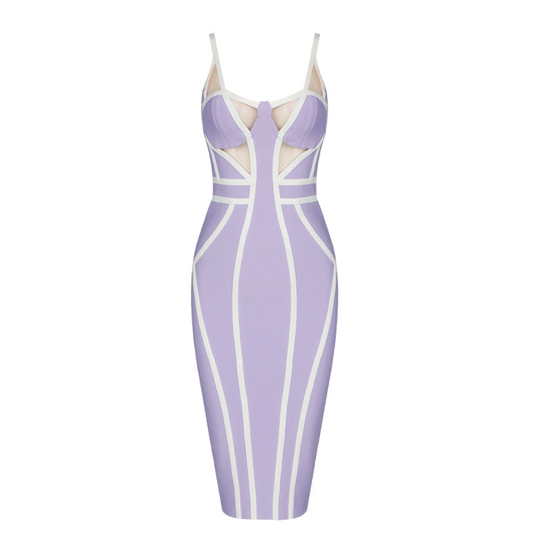 Sexy Striped Spaghetti Strap Bodycon Dress for Women