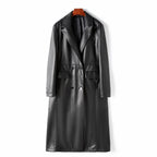 Over-the-Knee PU Leather Windbreaker Jacket