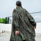 Leopard Print Camouflage Mid-Length Heavy Trench Coat