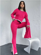 Women's Color Block Knitted Sweater Set