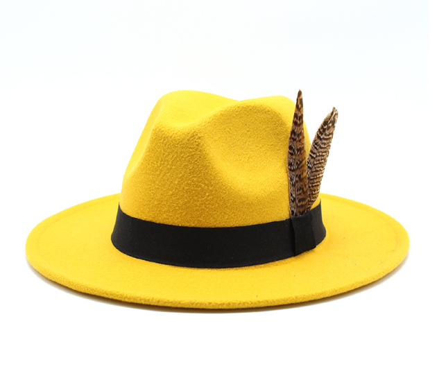 British Style Wool Jazz Hat with Versatile Flat Border | Embroidered Cap
