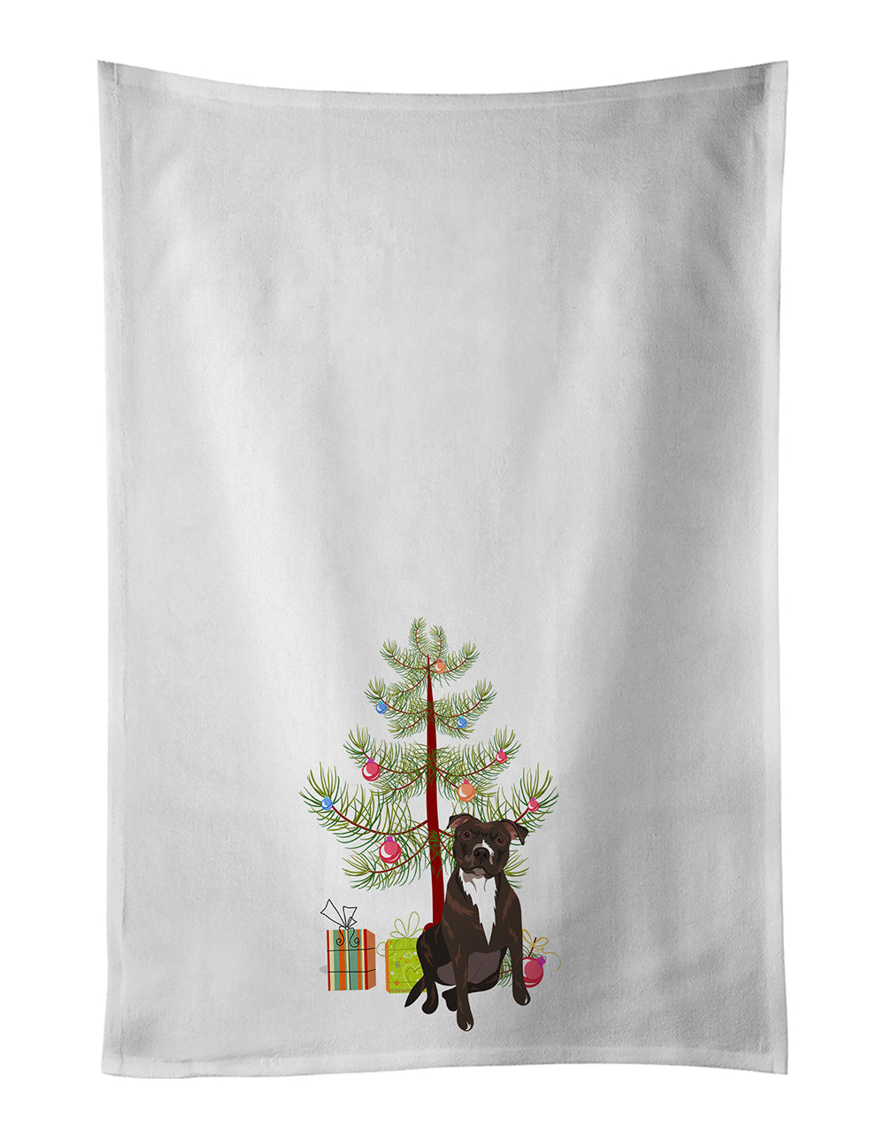 Pit Bull Brindle #2 Christmas Kitchen Towel Set of 2
