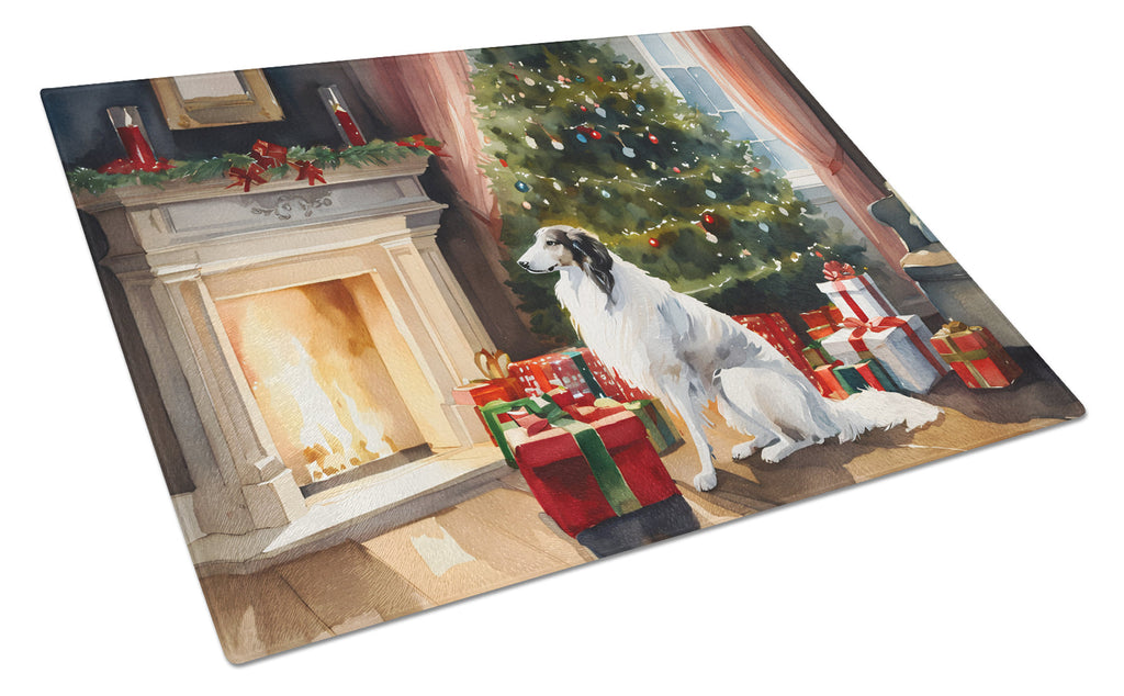 Borzoi Cozy Christmas Glass Cutting Board