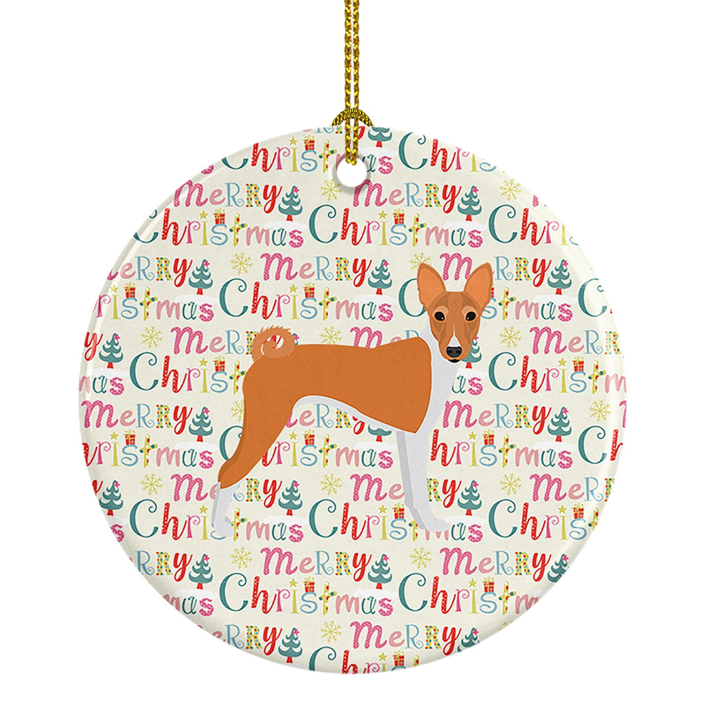 Basenji Merry Christmas Ceramic Ornament