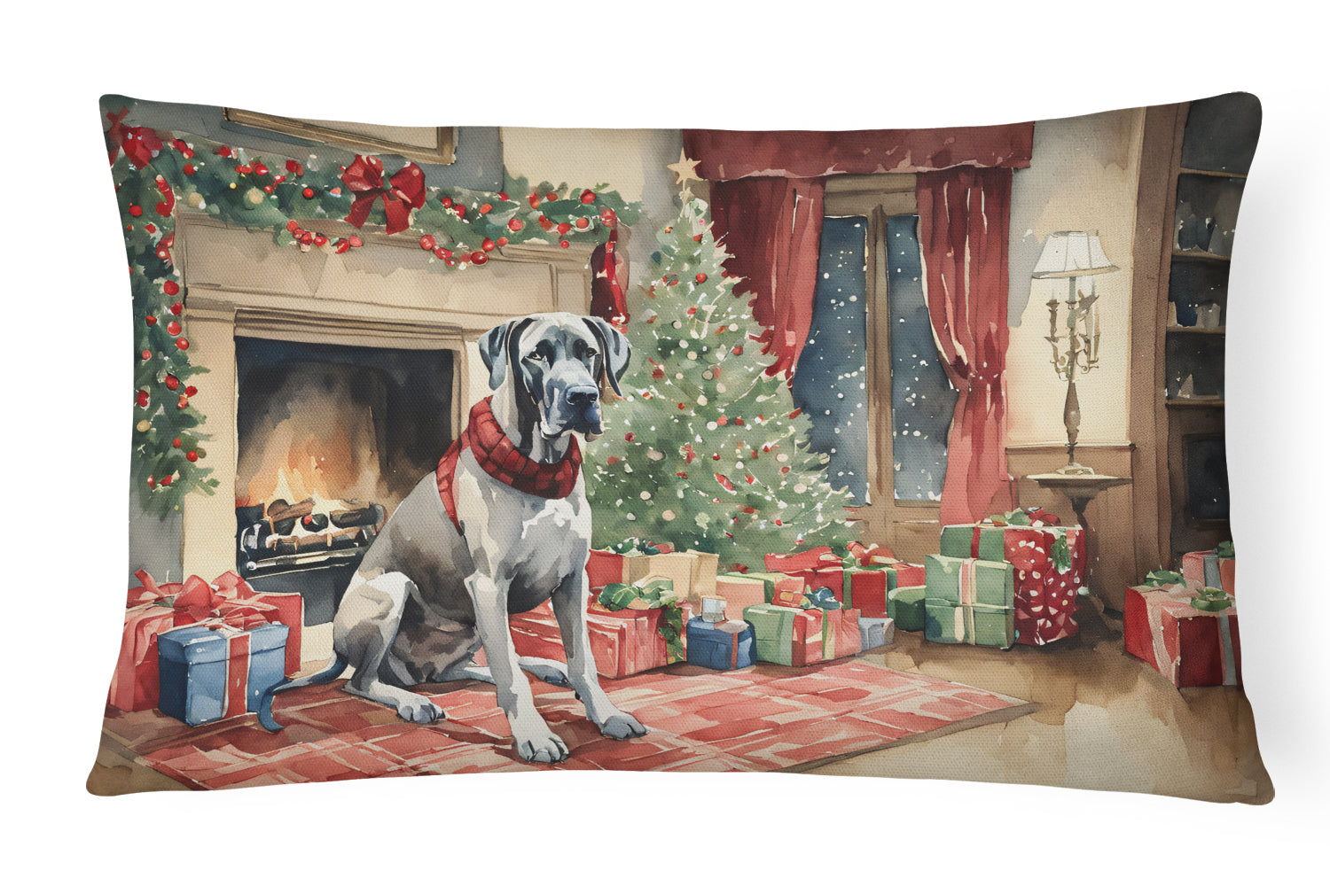 Great Dane Cozy Christmas Throw Pillow