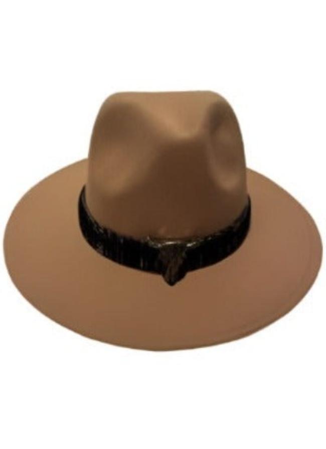 Wool Fedora Hat With Punk Ribbon | Embroidered Cap
