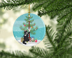 American Polydactyl Cat Christmas Ceramic Ornament