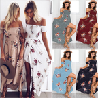 Off-Shoulder Floral Maxi Beach Dress